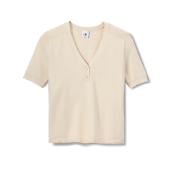 Tops - Women Cabi Campus Cream V-Neck Short Sleeve Top